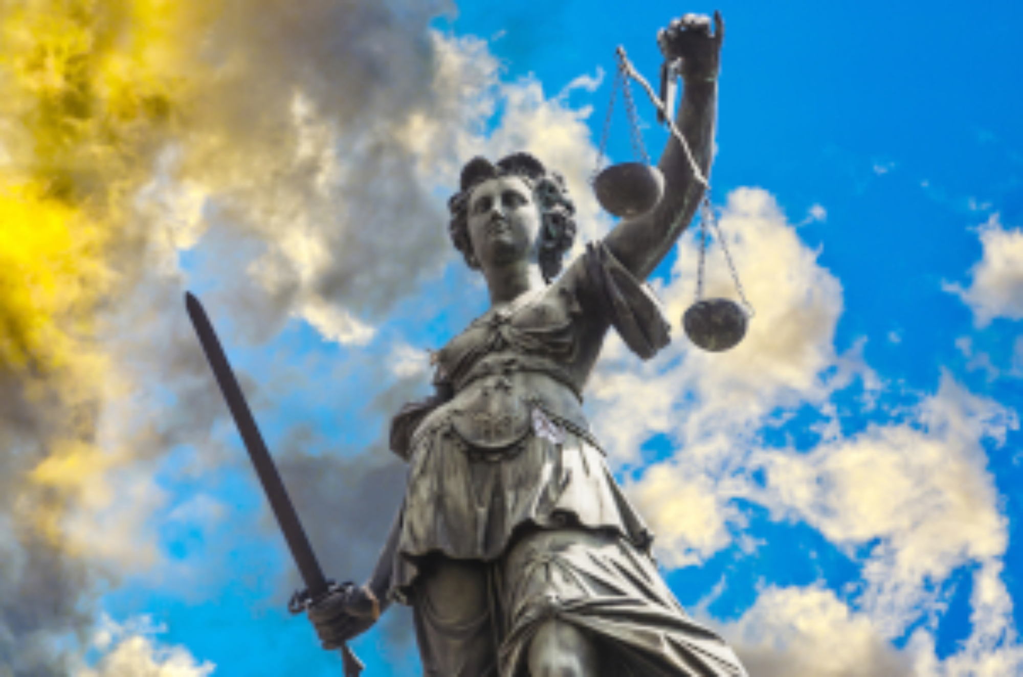 Statue of Lady Justice in front of the Romer in Frankfurt - Germany