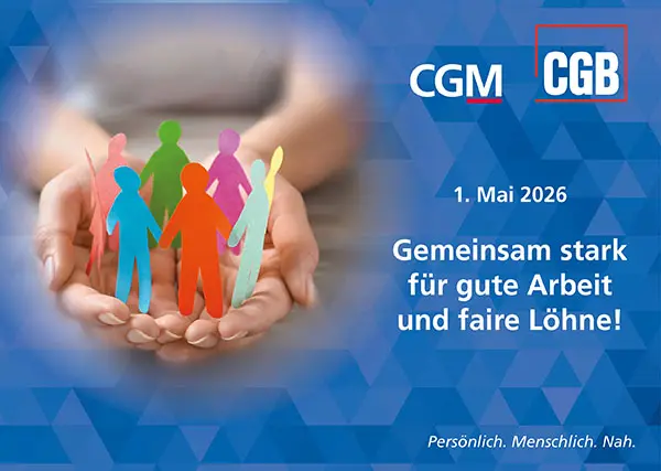 Grafik 1. Mai 2026 „Gemeinsam stark für gute Arbeit und faire Löhne“